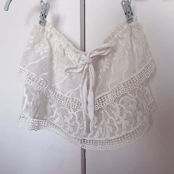 Mustard Seed White Tube Top with Lace Details - Picture 3 of 4